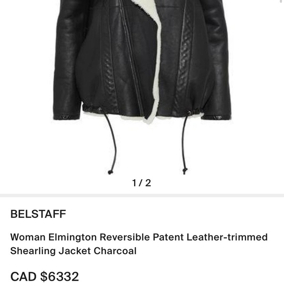Belstaff Elmington Patent leather-trimmed shearling moto jacket black size 44 - Picture 16 of 16